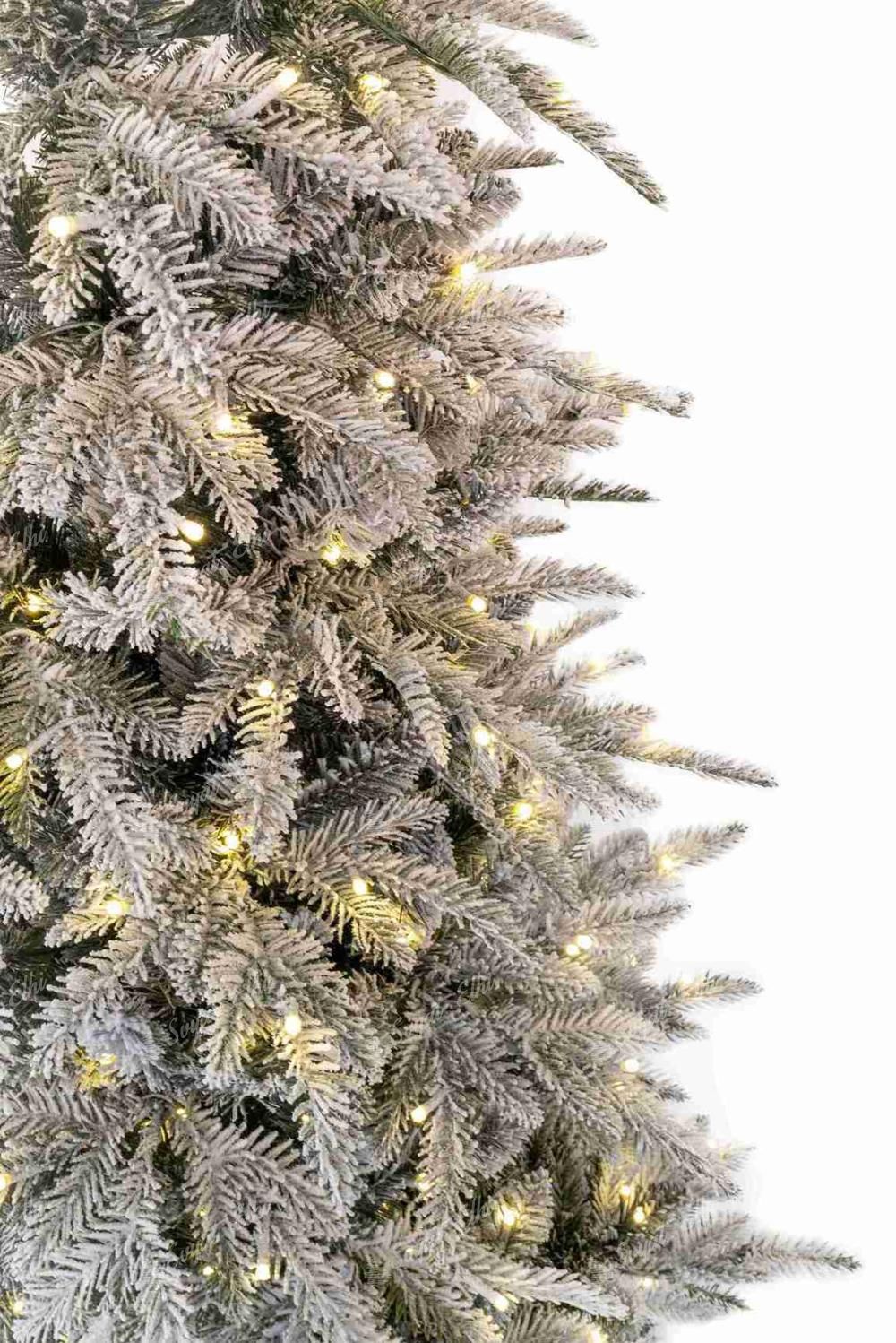 Изкуствена коледна елха 3D Бяла строена ела 210 см 370LED