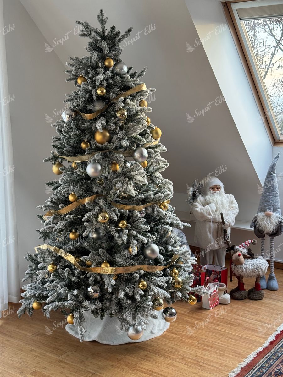 Изкуствена коледна елха 3D Кралски смърч 210 см LED350