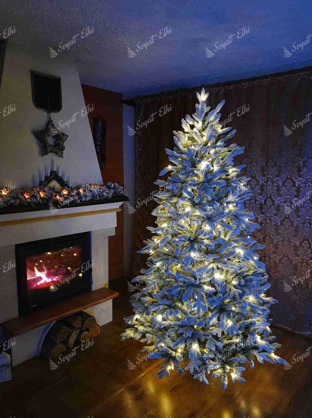 Изкуствена коледна елха 3D Кралски смърч 210 см LED350