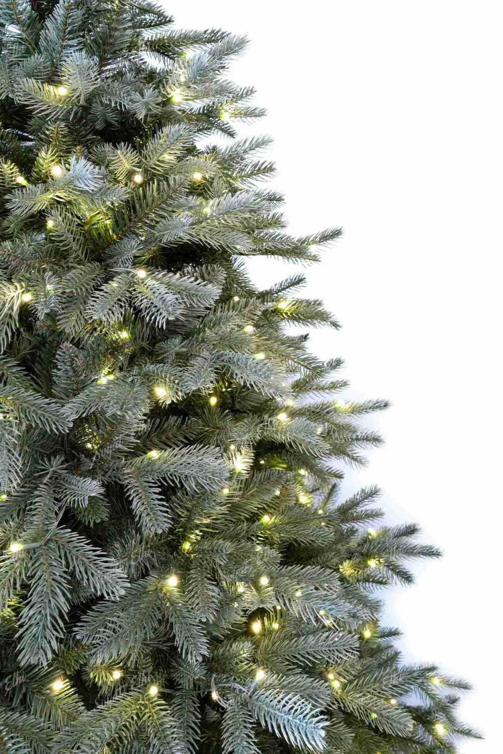 Изкуствена коледна елха 3D Сребърен смърч 210 см 700LED