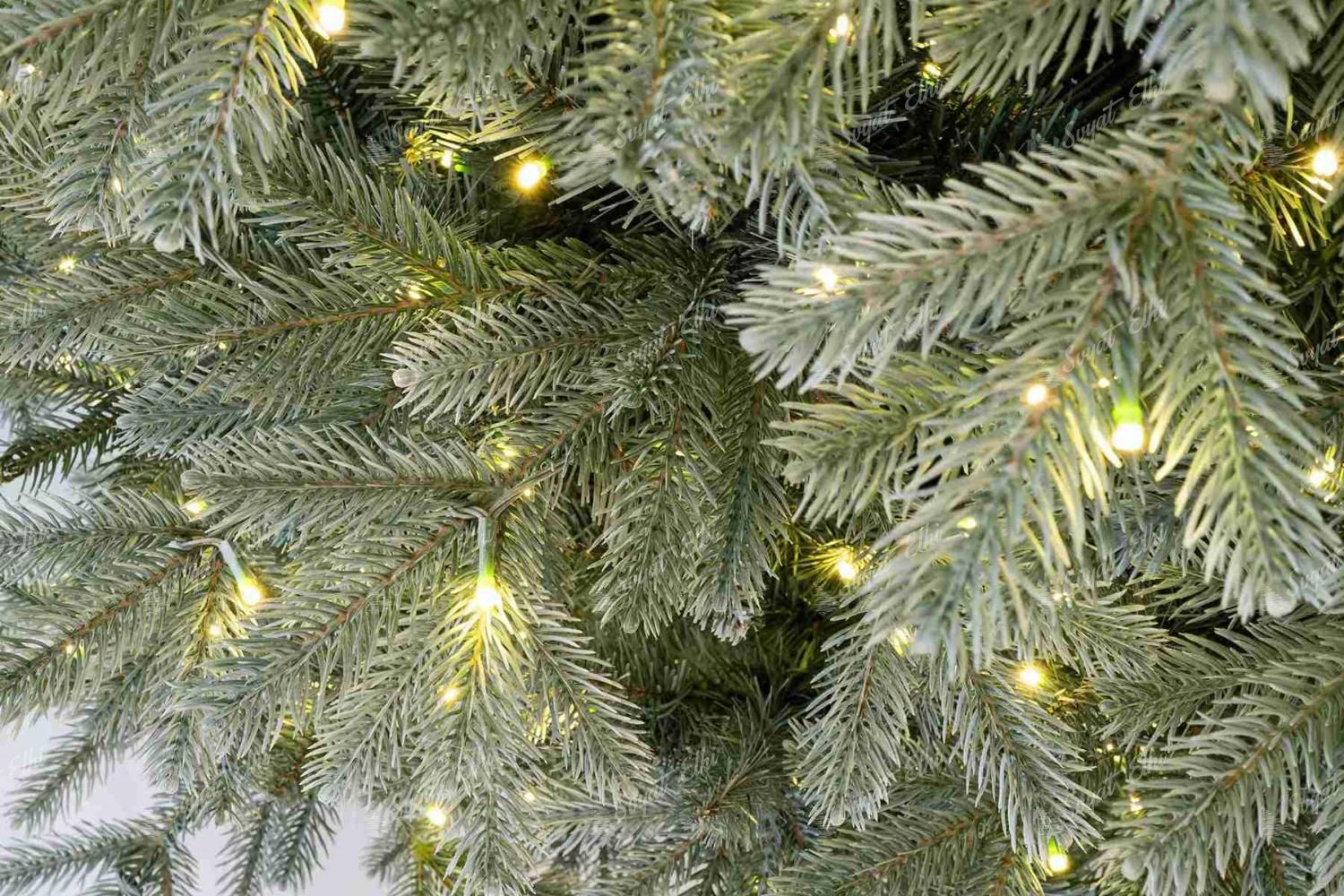 Изкуствена коледна елха 3D Сребърен смърч 210 см 700LED