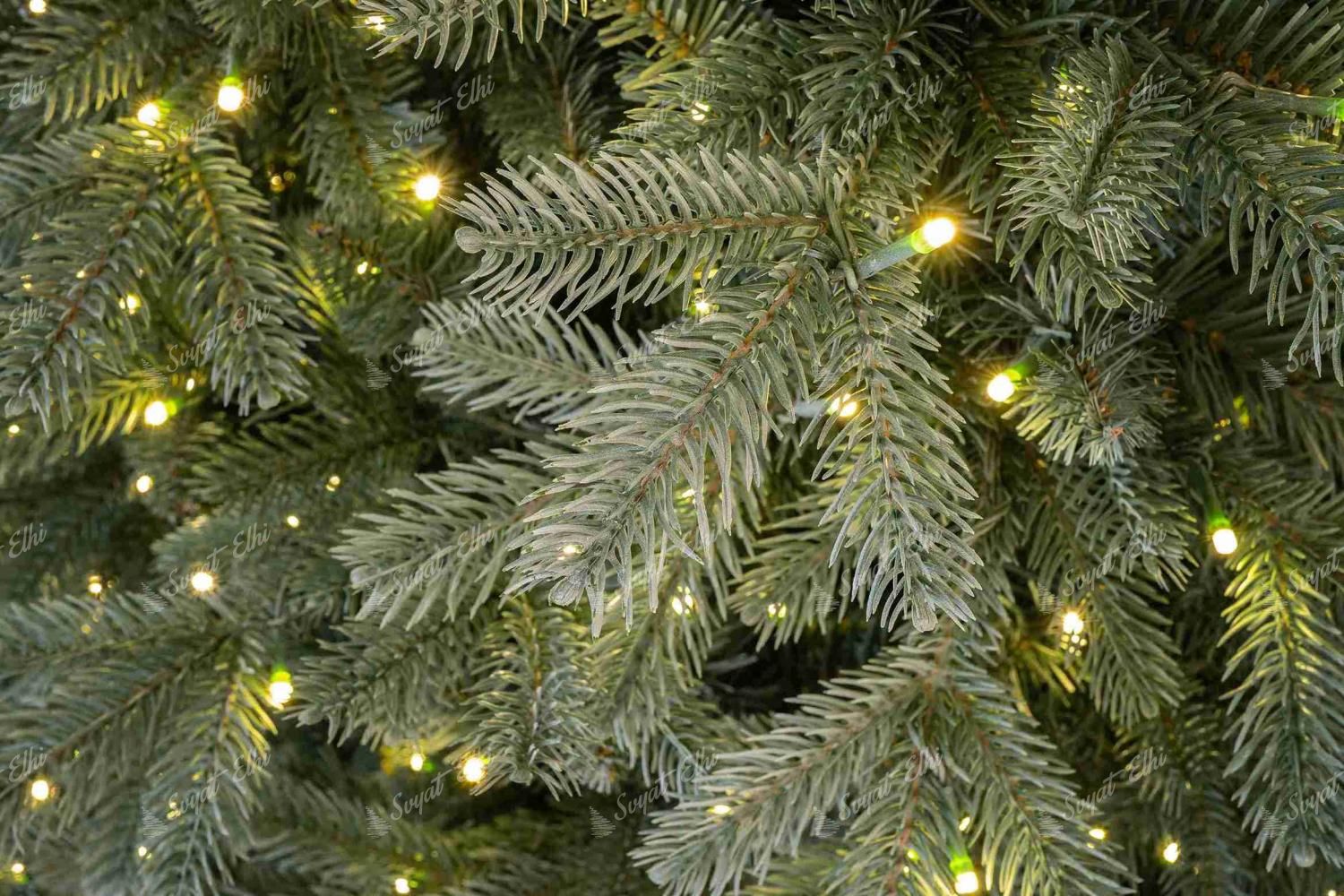 Изкуствена коледна елха 3D Сребърен смърч 210 см 700LED