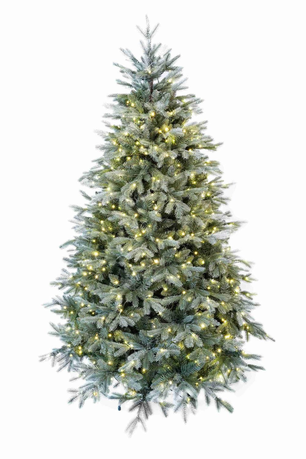 Изкуствена коледна елха 3D Сребърен смърч 210 см 700LED
