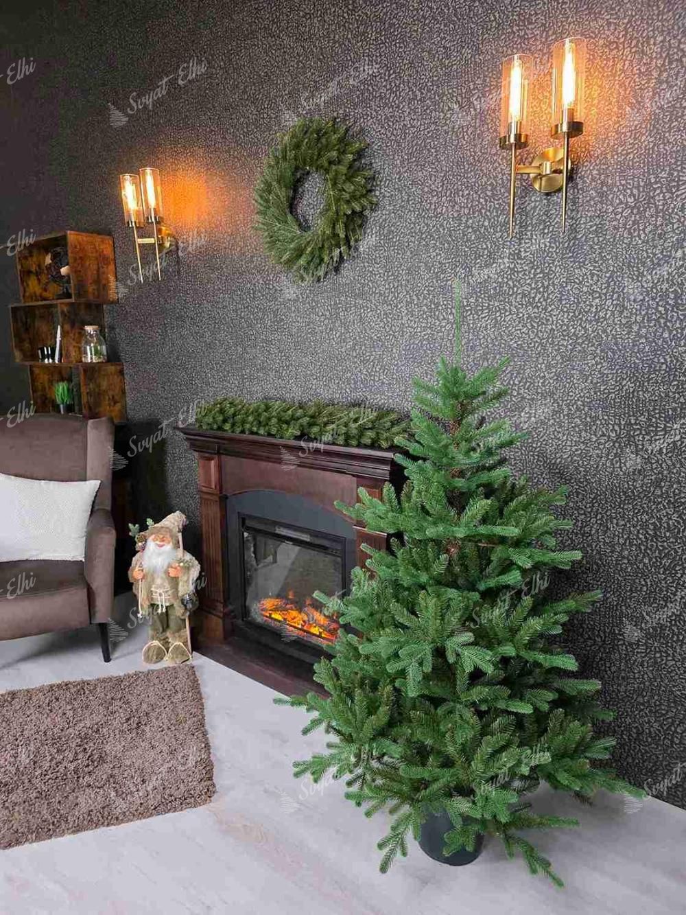 Изкуствена коледна елха в саксия 3D Тиролски смърч 150 см
